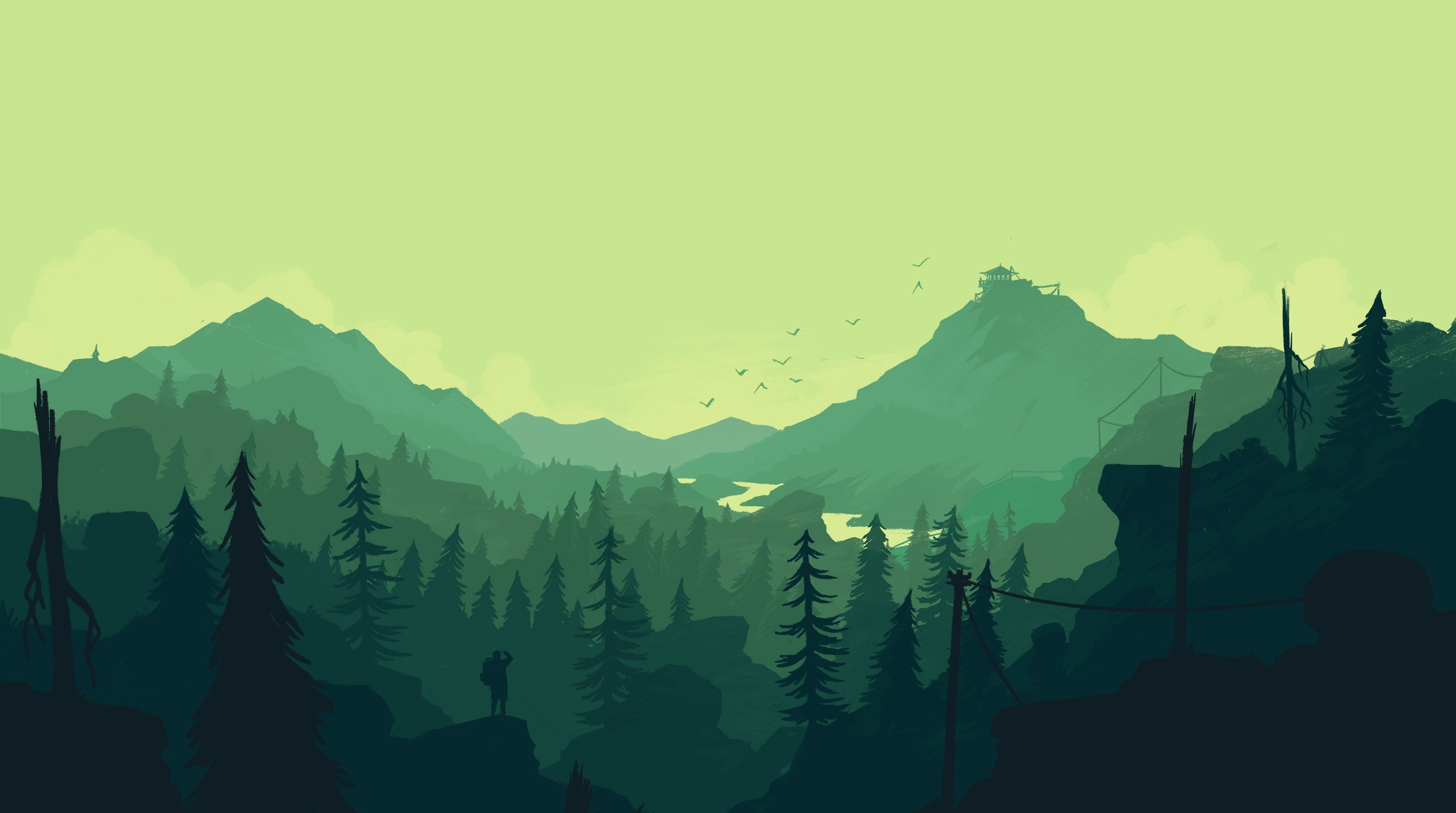 Mountains and Forest Wallpaper