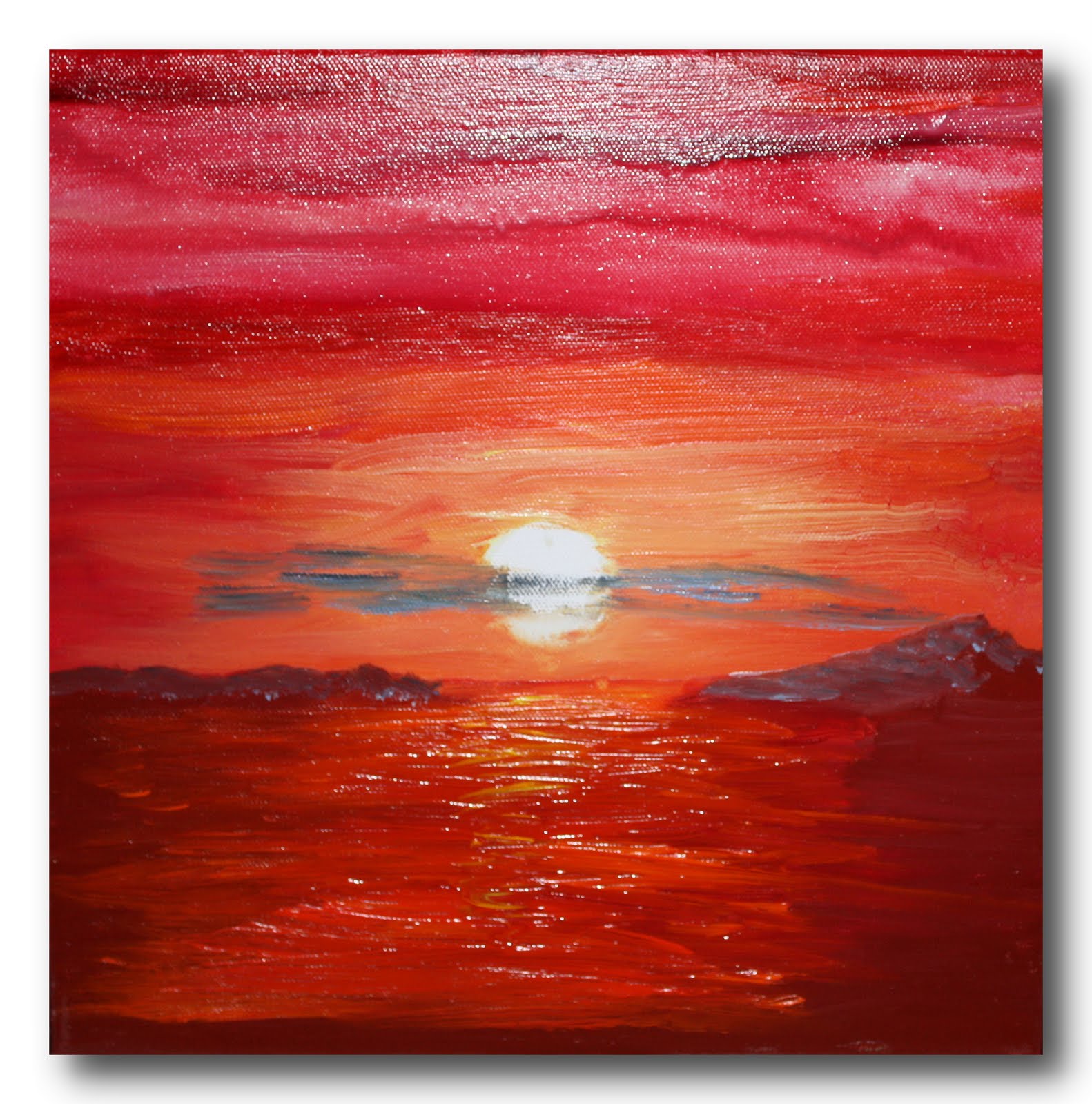 Kunstblog-Celine: Ölmalerei "Sonnenuntergang am Meer"