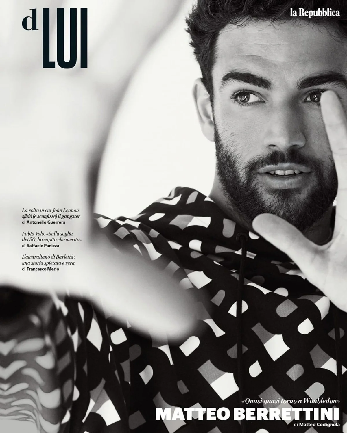 Matteo Berrettini in BOSS on D Lui la Repubblica June 11th, 2022 by
