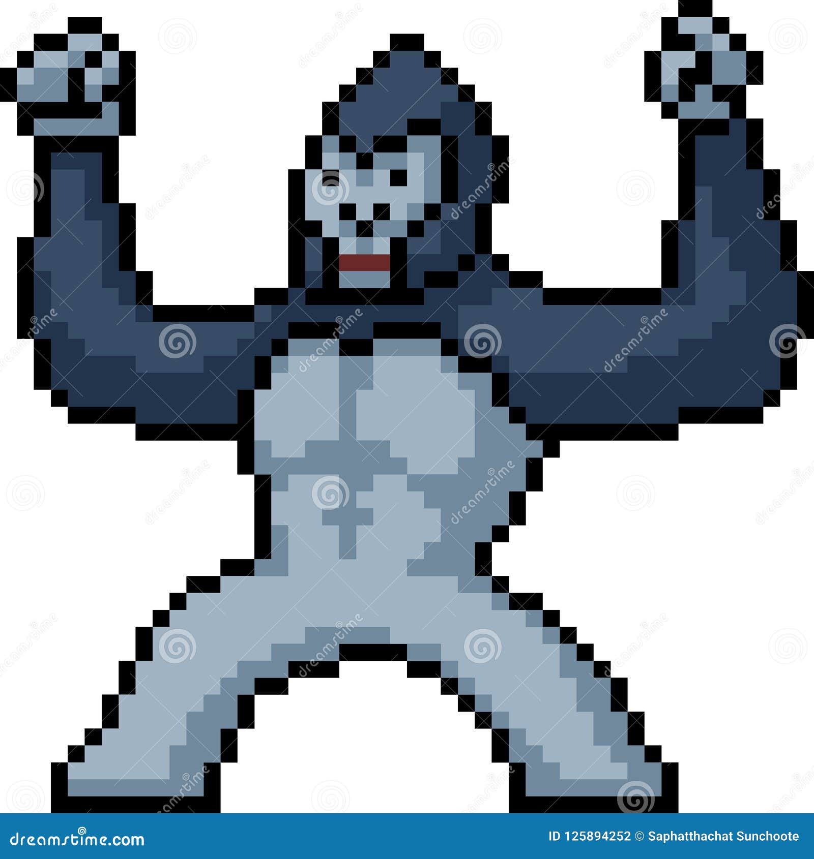 Vector pixel art gorilla stock vector. Illustration of pose - 125894252