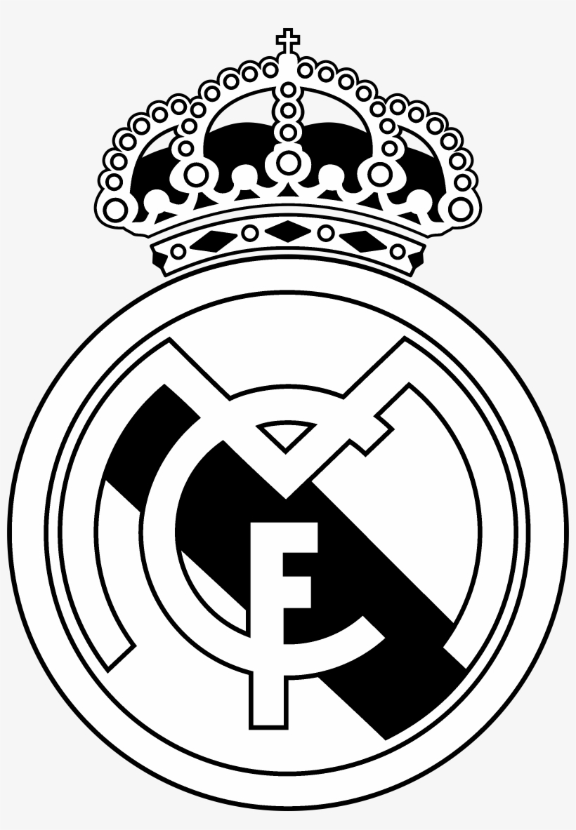 Real Madrid Club De Futbol Logo Black And Ahite - Logo Real Madrid