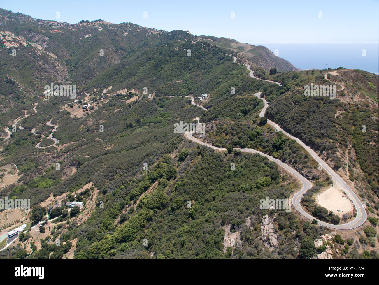 Aerial view of Mulholland Drive, Los Angeles, California Stock Photo