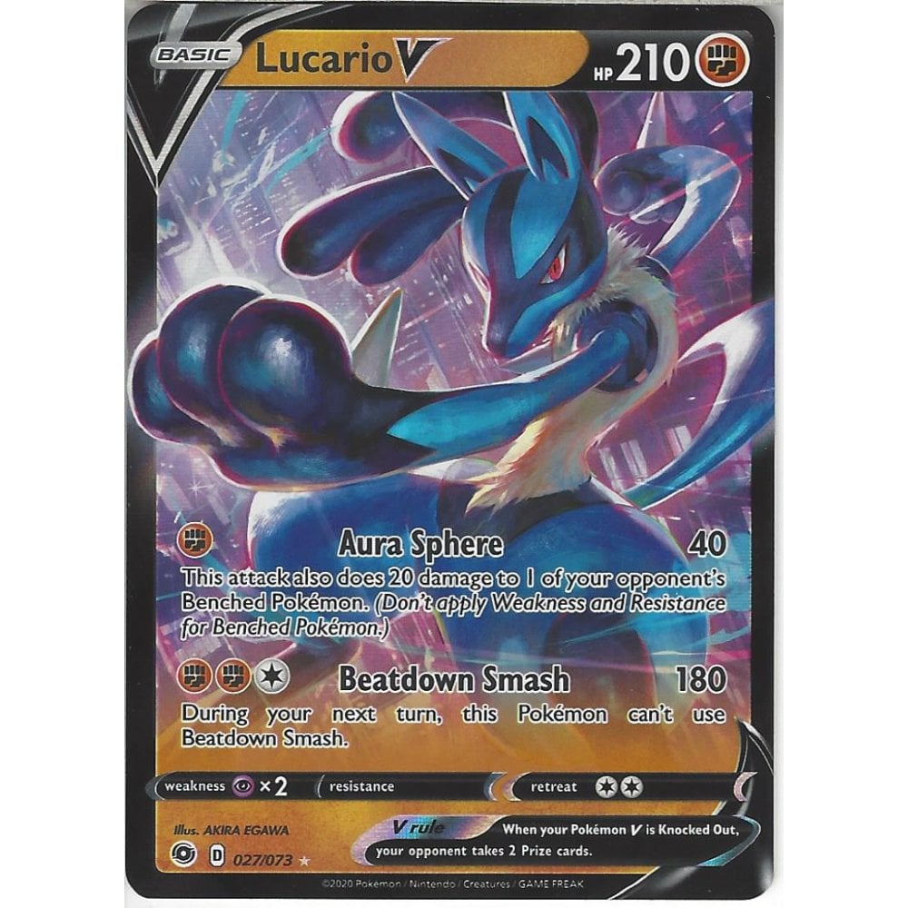 Pokemon Trading Card Game 027/073 Lucario V : Rare Holo V Card : SWSH3