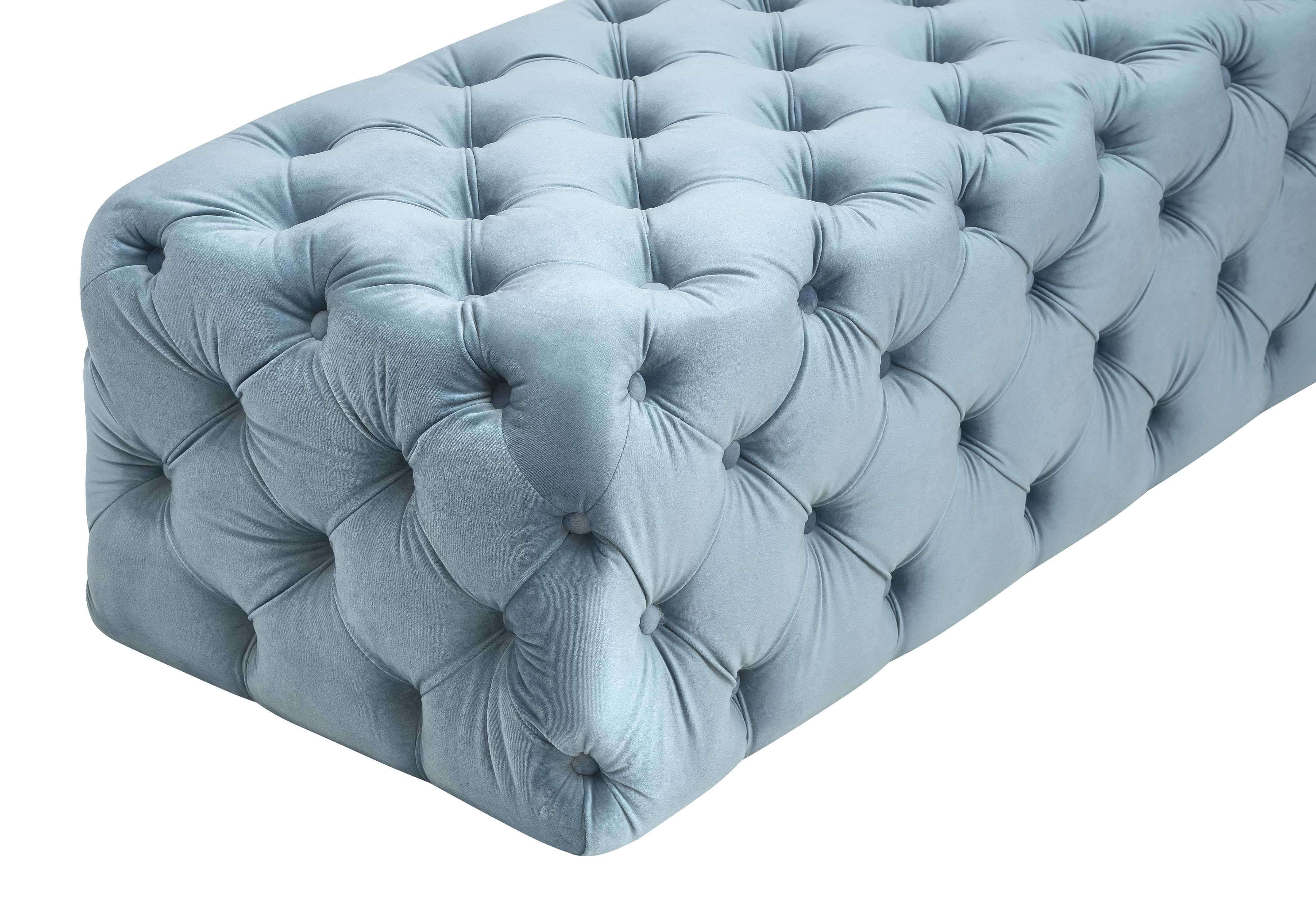 Kaylee Sea Blue Velvet Ottoman - TOV Furniture | Velvet ottoman