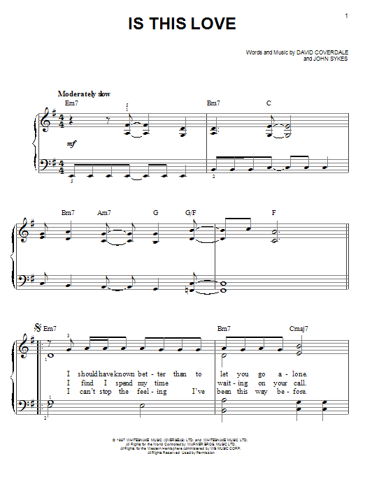 Is This Love | Sheet Music Direct