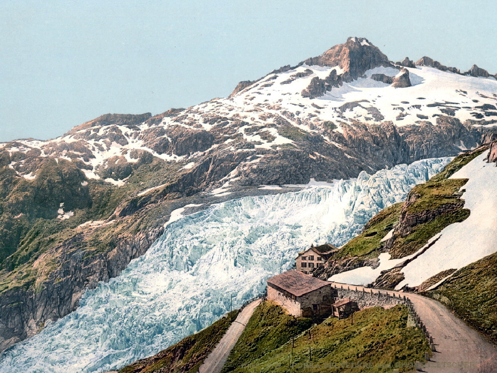 Schweizer Gletscher: Vergleichsbilder – Früher und Heute – Wasser und Eis