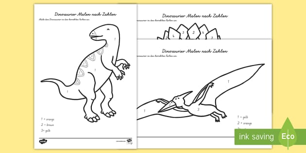 Dinosaurier Malen nach Zahlen - Dinosaurs Colour by Number