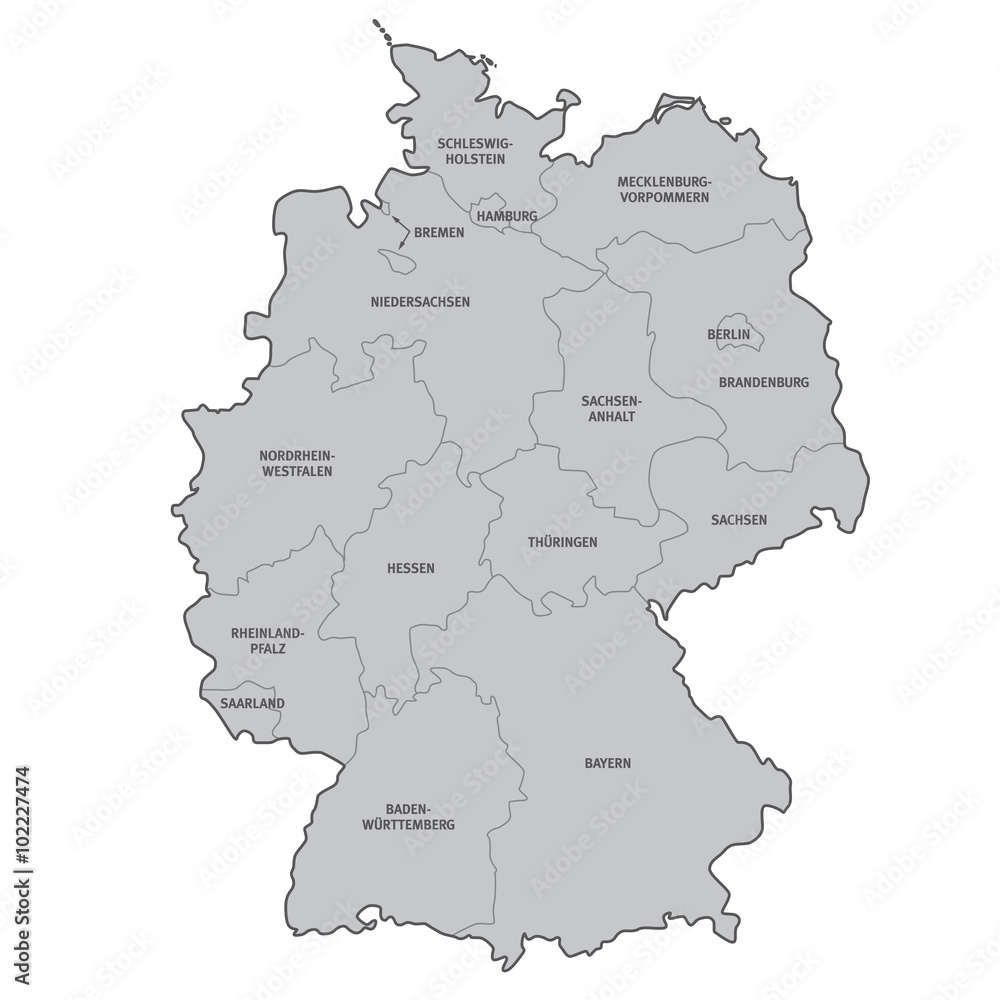  deutschland bundesländer beschriftung karte vektor vector de Stock Motiv 