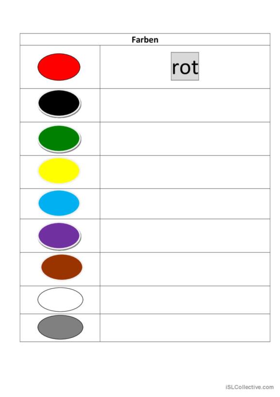  214 Farben Deutsch DAF Arbeitsblätter pdf & doc Bildidee 
