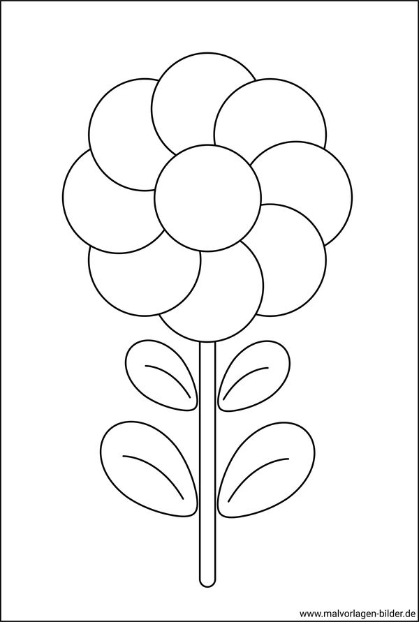 Blume als Malvorlage für Kinder - kostenlos