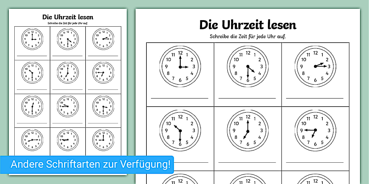  Foto zu Die Uhrzeit lesen - Arbeitsblatt (Teacher-Made) - Twinkl 