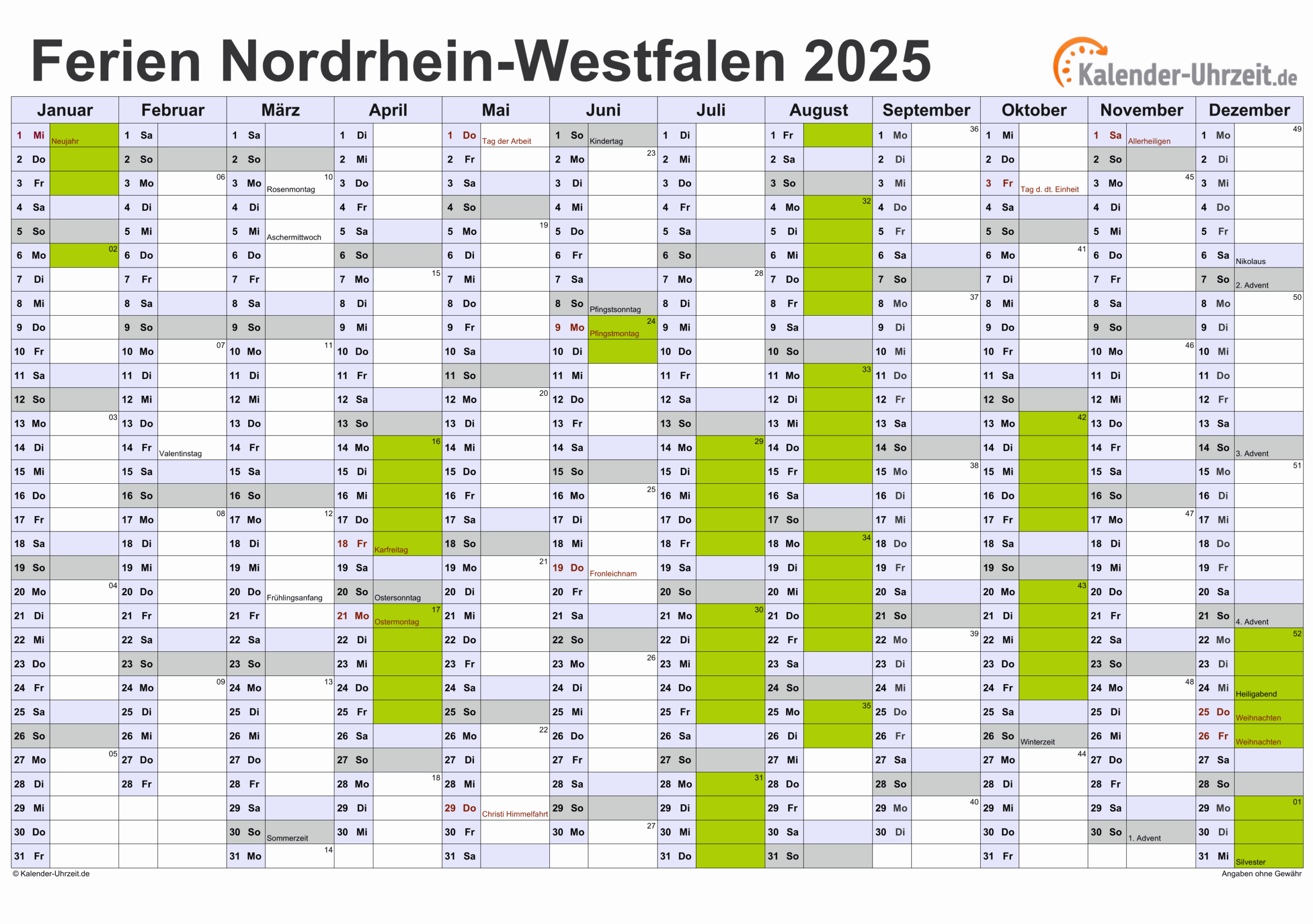  Foto zu Kalender 2025 Nrw Zum Ausdrucken - Kalender 2025 