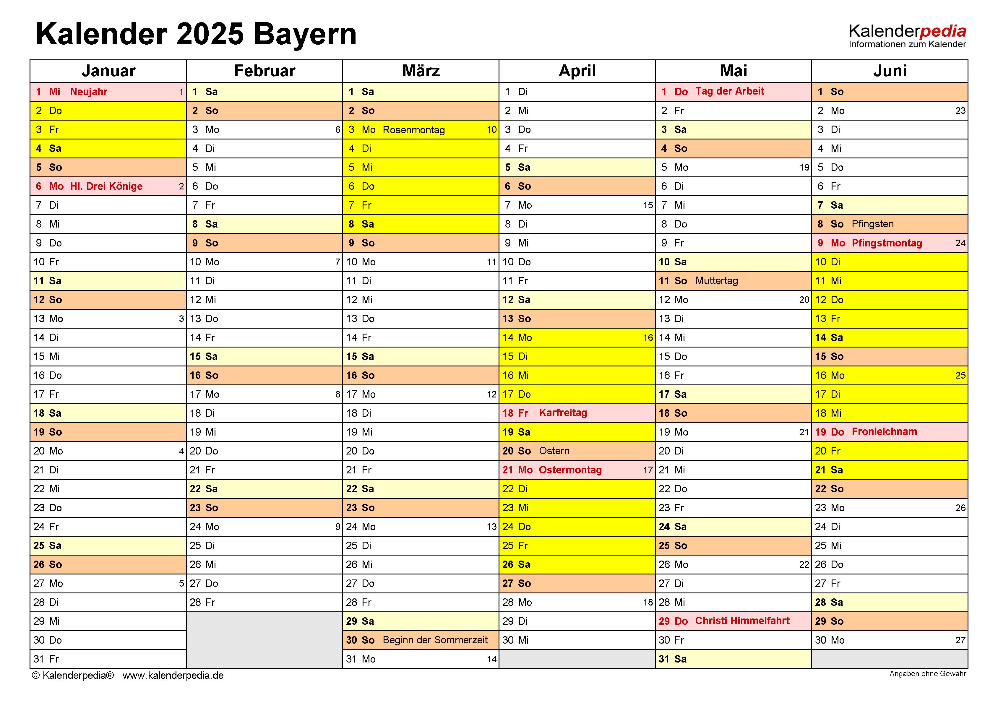  Foto zu Kalender 2025 Bayern: Ferien, Feiertage, Excel-Vorlagen 