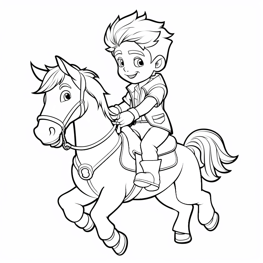 "Kinder Reiterhof" Ausmalbild - kostenlos herunterladen Bildidee 