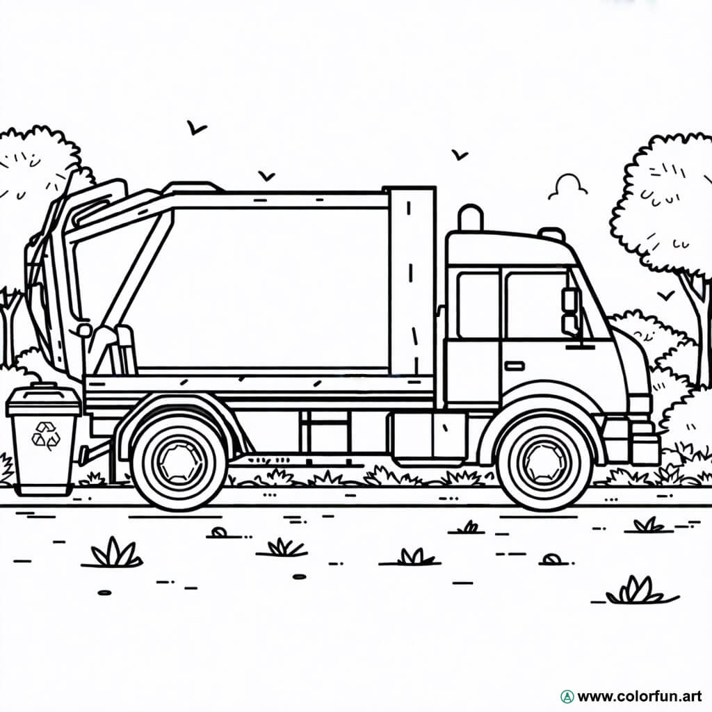  Ausmalbild des Müllwagens und des Recyclings Kostenloser Download oder Illustration 