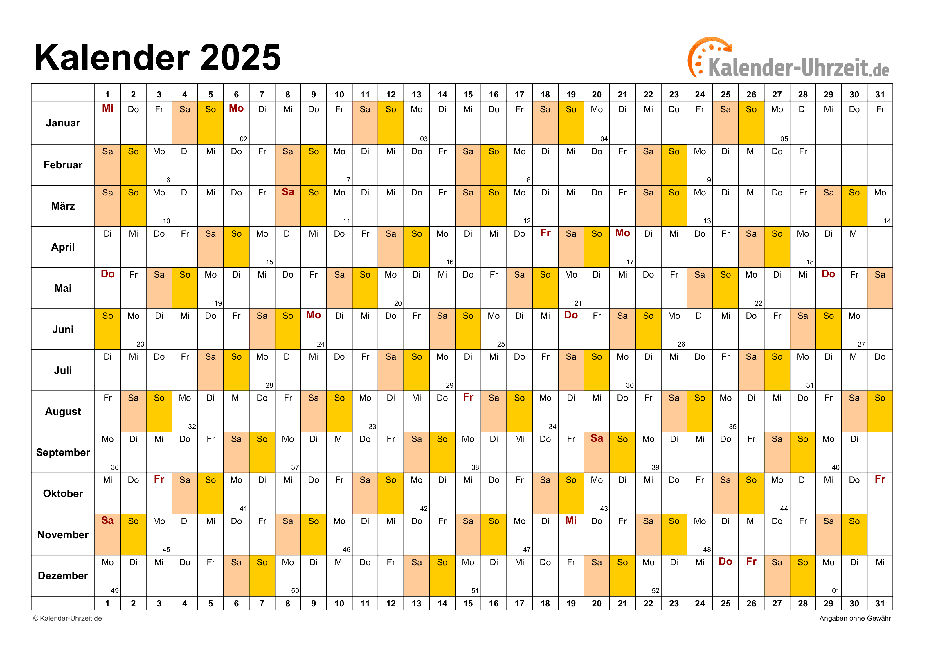  Foto zu EXCEL-KALENDER 2025 - KOSTENLOS 