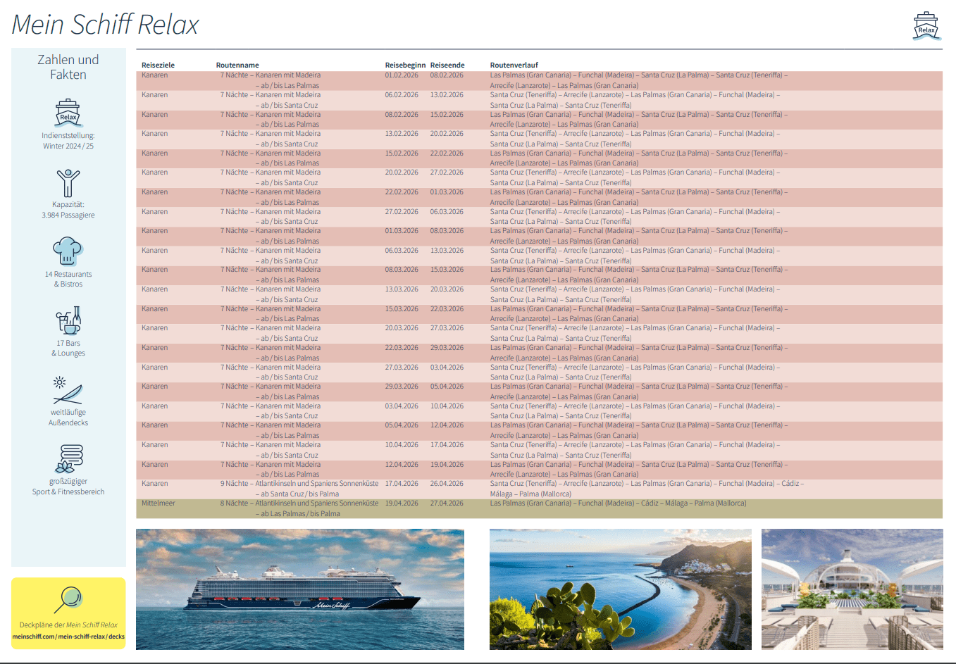  Alle Mein Schiff Kreuzfahrten der Saison 2025/2026 ab sofort buchbar Illustration 