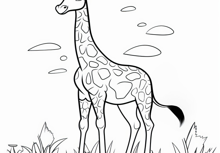  Niedliches Giraffenmädchen im Cartoon-Look als Ausmalbild (Gratis) Bildidee 