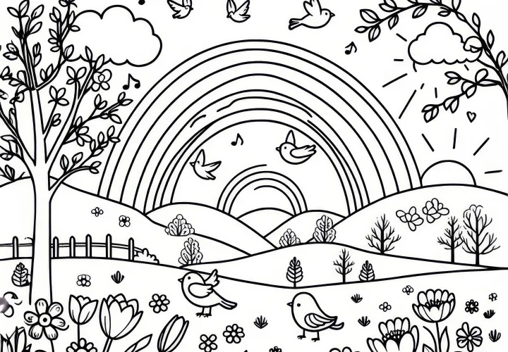  April: free coloring pages & templates Illustration 