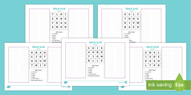  Word Grid Game Word Puzzle Worksheets Yr 3/4 (teacher made 