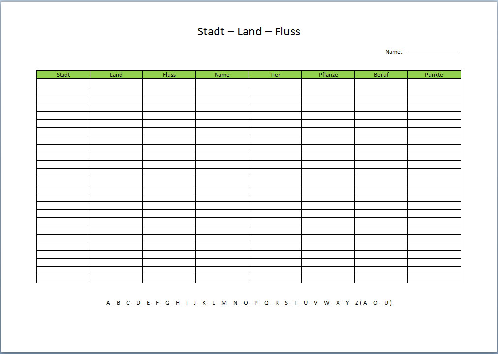  Foto zu Stadt Land Fluss Vorlage mit Kategorien Gruen - Xobbu 