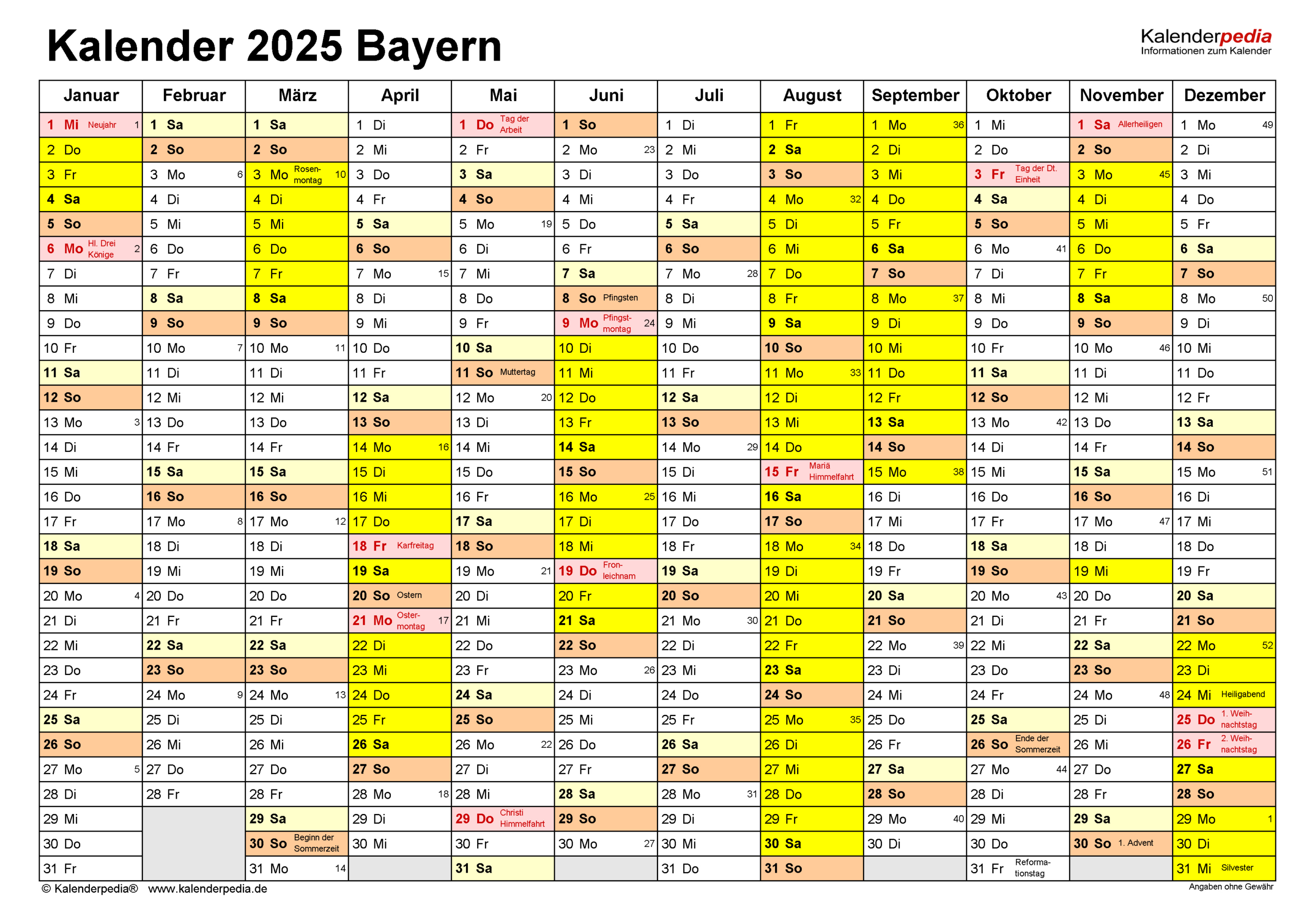  Kalender 2025 Zum Ausdrucken Mit Ferien Bayern - Kalender 2025 Motiv 