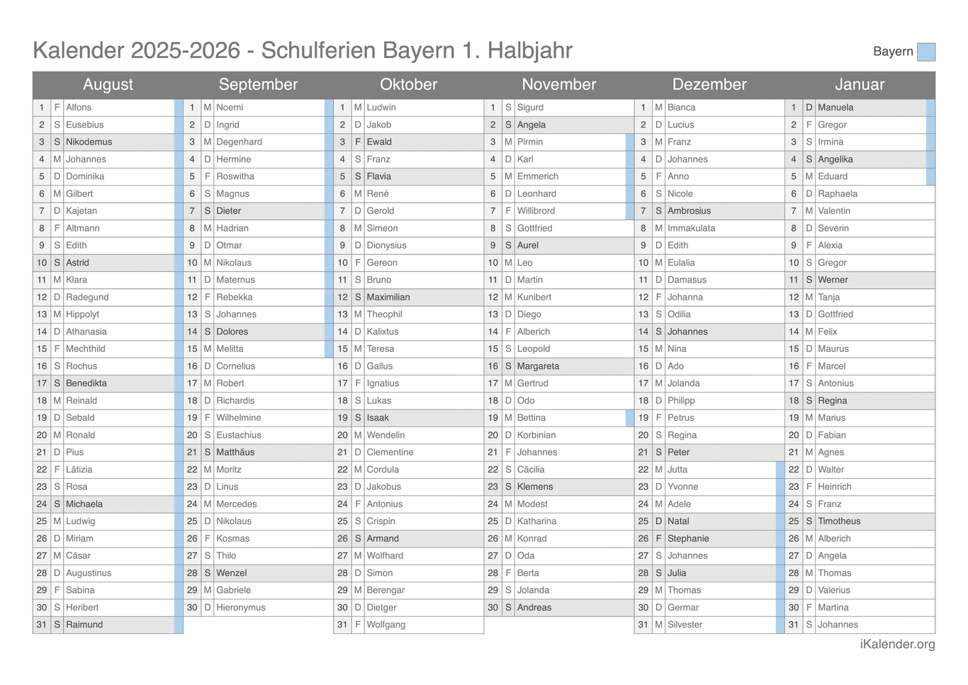  Schulferien Bayern 2025-2026 – Termine und Kalender Bildidee 