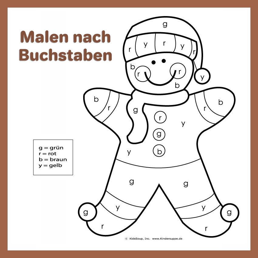  Foto zu Der Lebkuchenmann - Malen nach Buchstaben Ausmalbild - ABC Twiggi 