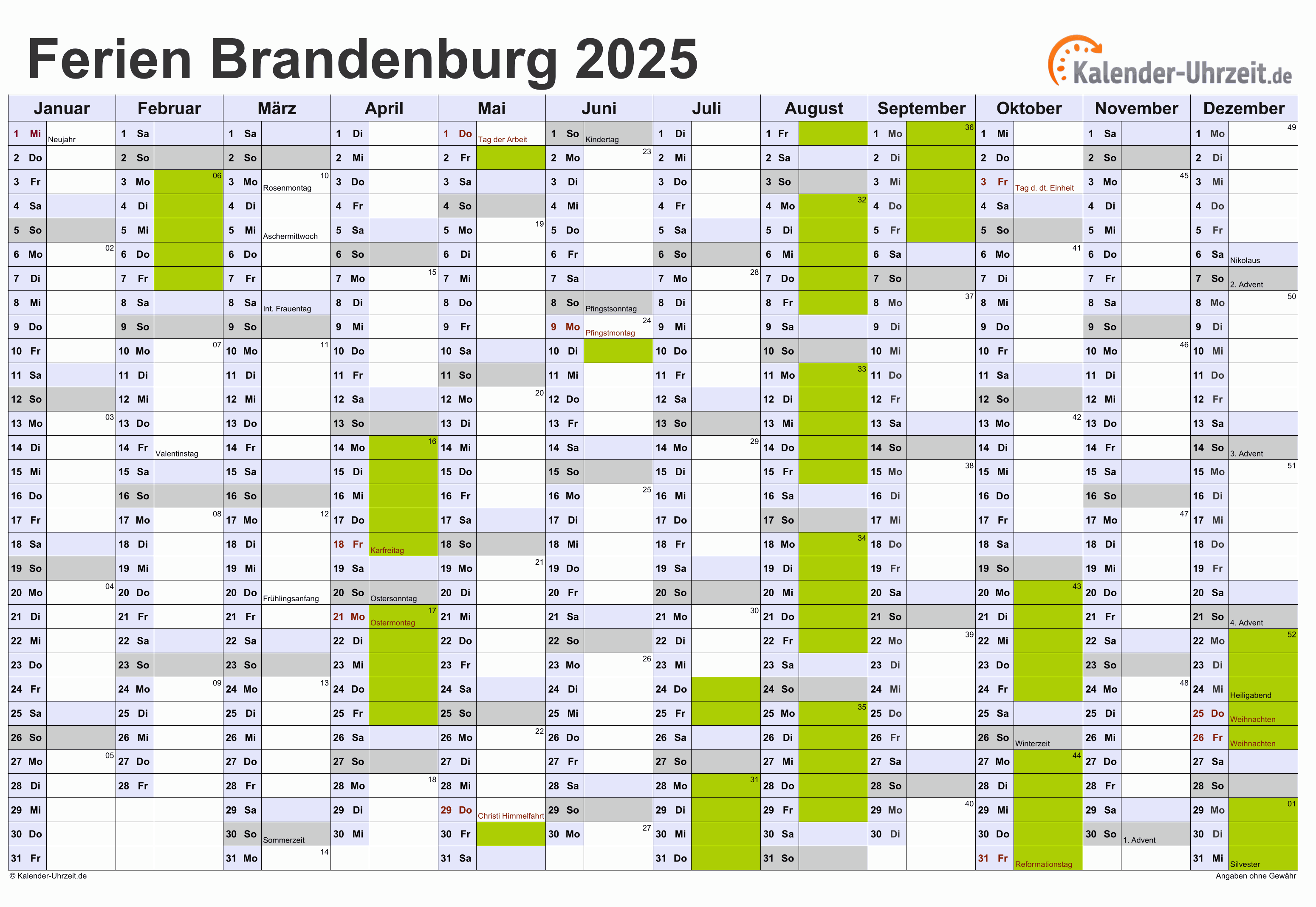  Ferien Brandenburg 2025 - Ferienkalender zum Ausdrucken Bildidee 