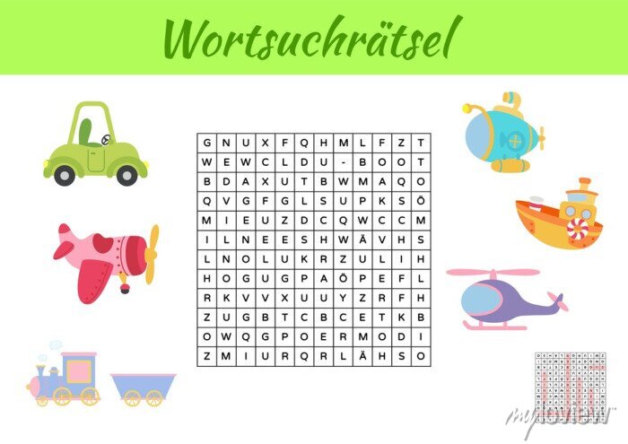 Wortsuchrätsel - word search puzzle. kids activity worksheet • wall Motiv 